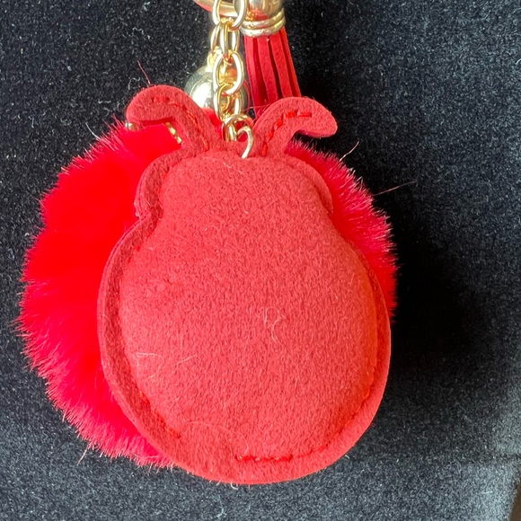 Rhinestone Ladybug with Red Pom Pom & Tassel/Gold Ball - Purse Charm / Key Charm - Picture 6 of 8